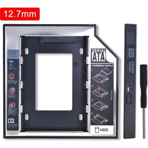 Universal Aluminum 2nd HDD Caddy 12.7mm SATA 3.0 For 2.5" SSD Hard Disk Driver Case Enclosure DVD CD-ROM Adapter Optibay 12.7