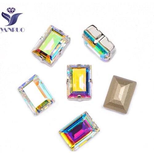 YANRUO 4527 Step Cut Crystal AB Needlework Crystals Sew On Crystals Everything For Handmade Strass Rhinestones On Clothes