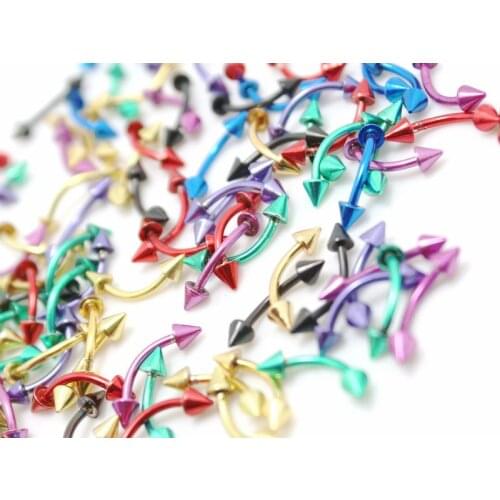 Eyebrow jewelry curved ring piercing body jewelry mix color with stainless steel spike/bone 10pcs