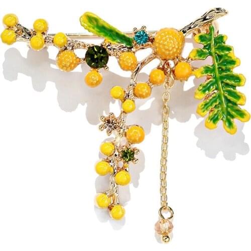 Jewelry Mimosa Well Green Leaf Brooch Pin Female Ladies 'Shirts Brooches