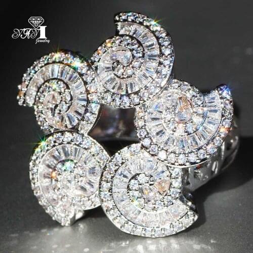 YaYI Jewelry Fashion Princess Cut Prong Setting White Cubic Zirconia Silver Color Engagement Wedding Party Leaves Gift Rings