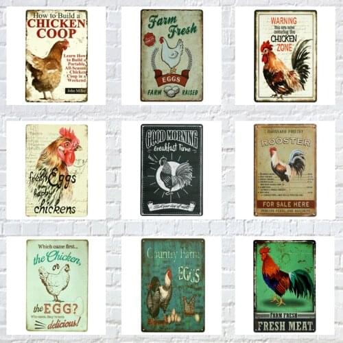 ZJY Metal Wall Decor Farm Raised Vintage Metal Tin Signs Home Bar Garage Decor Metal Plates Spark Plug Service 20*30cm