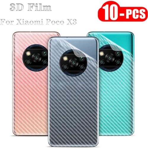 10pcs/lot 3D Carbon Fiber Protective Sticker Screen Protector For Xiaomi Poco F2 Pro For Poco X3 NFC Film New 2020 Back Film