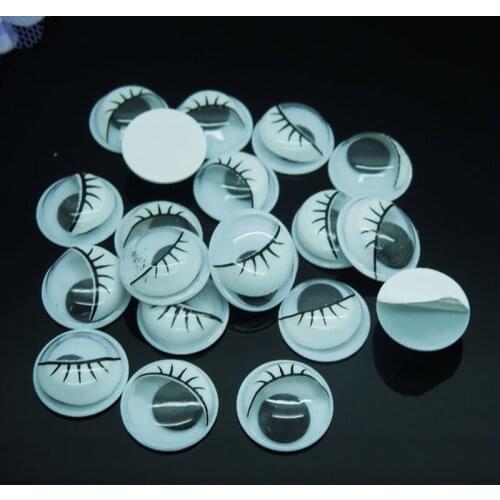 200pcs/lot Round White Color With the Eyelashes Eye Activities Moving Eyes Plastic Eyes For Doll Toy 15mm EA123