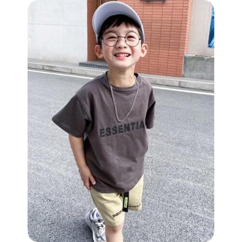 2021 Summer Childrens T Shirts 2-10 Y Baby Boys Casual Loose Cotton Tshirts Korean Letter Print Tee Shirt for Boy Kids Clothes