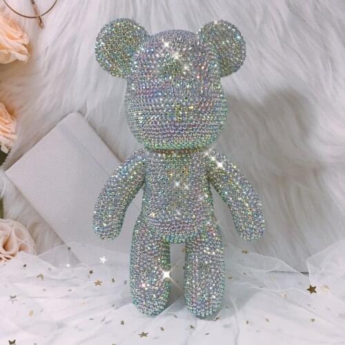 23cm Gloomy Bear Animal Figures DIY Handmade All Rhinestones Sparkling Bomgom Bears Doll Decor for Home Kawaii Gift for Kids