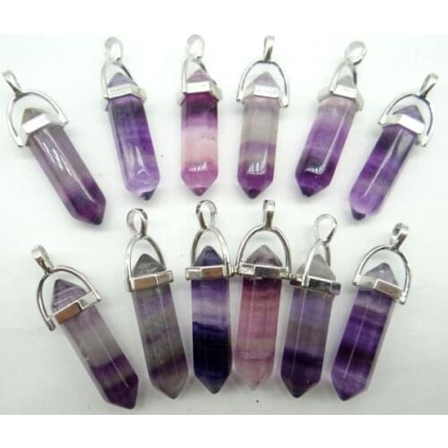 Natural stone Quartz crystal Kristal Opal aventurijn gemengde steen pijler charms pendant For diy Jewelry Making necklace 24 pcs