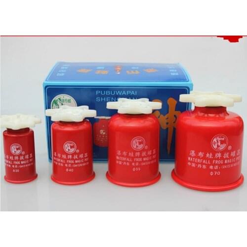 High quality 4 pcs Genuine waterfall frog magic pot acupuncture massage cupping hand screw type red cans non- peak cupping