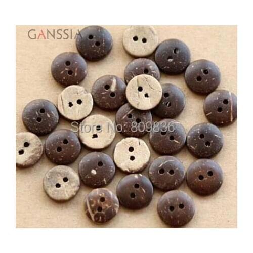 50pcs/lot Size: 10-20mm Natural Coconut Buttons Sewing Wooden Buttons 2-holes for Garment Scrapbooking (SS-524-484)