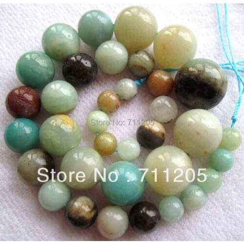 8-18mm Natural Multicolor Amazonite Gradually Round loose beads 15",Min. Order is $10,we provide mixed wholesale for all items