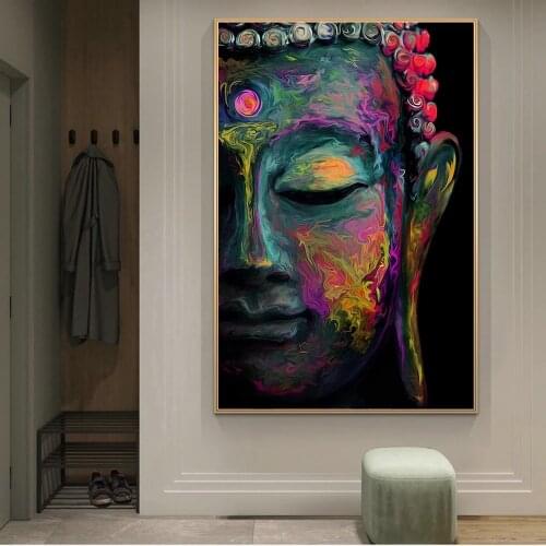 Abstract Colorful Buddha Face Canvas Paintings On the Wall Art Posters And Prints Buddhism Art Pictures Home Wall Decoration