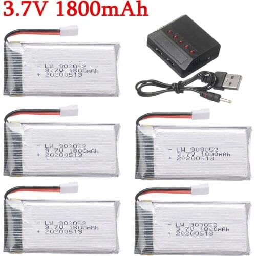 3.7v 1800mAh Rechargeable Battery with Charger for SYMA X5SW X5 X5S X5C M18 H5P KY601S 903052 3.7v Lipo battery with XH2.54 Plug