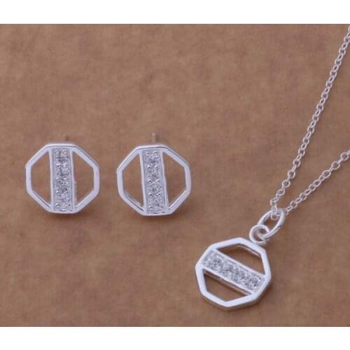 AS043 EngagementSilver Color 925 Jewelry Silver Popular Jewelry Sets Earring 195 + Necklace 684 /dknambua Behajvoa