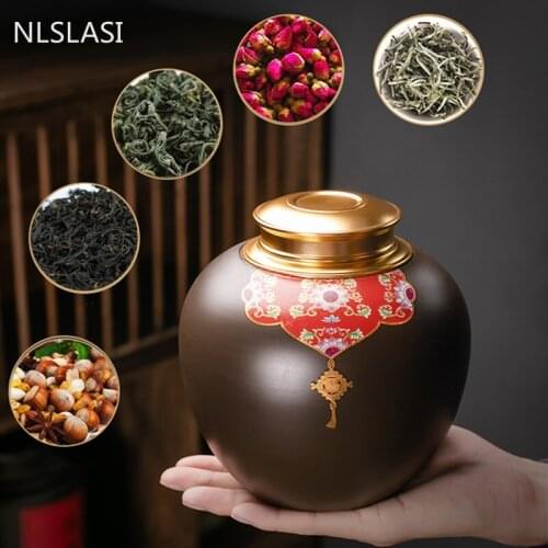 Large Purple Clay Tea Caddy Travel Oolong Tieguanyin Tea Boxes Portable Tea Jar Household Candy Coffee Sealed Storage Tank