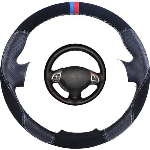 Custom Car Steering Wheel Cover For Mitsubishi Lancer EX10 Lancer X Outlander ASX Colt Pajero Sport Suede Leather Steering Braid