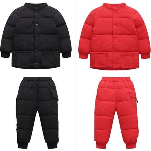 2pcs Set Baby Girl winter down jacket and jumpsuit for children Thicken Warm fur collar jacket for girls Infant snowsuit 2-9Year