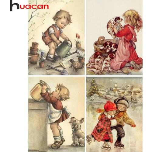 Huacan full square/round diamond painting child home decor diamond embroidery mosaic kid Portrait wall decor crystal Hobby