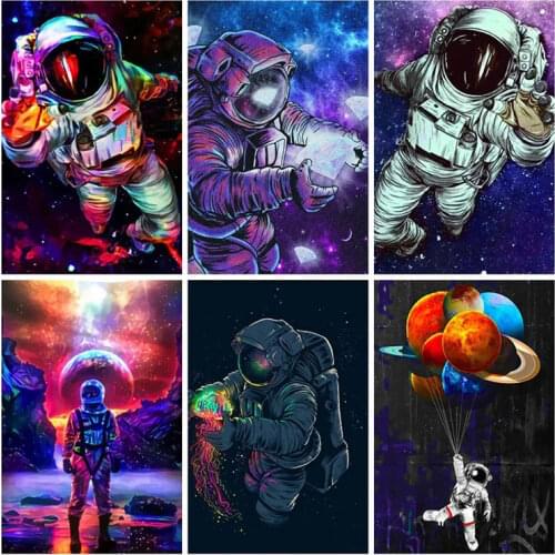 FIYO Full Square/Round Drill 5D DIY Diamond Painting "Astronaut Space Scene" Embroidery Cross Stitch Home Decor Gift