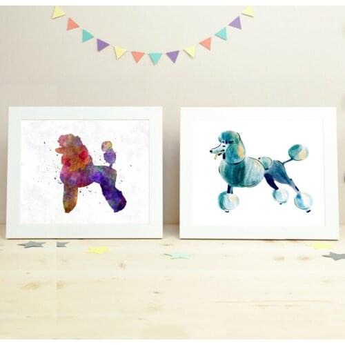 Poodle Print Watercolor Illustration Pet Dog Poster Wall Art Canvas Painting Dogs Lover Gift Wall Picture Living Room Home Decor