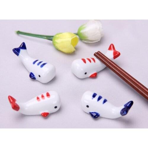 Ceramic Whale Chopstick Rest Spoon Fork Rack DIY Home Kitchen Tableware Ornament