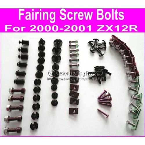 New Fairing part screw bolts kit for Kawasaki ZX12R 2000 2001 zx12r 00 01 black fairing dag screws coupling bolt set ABS plastic