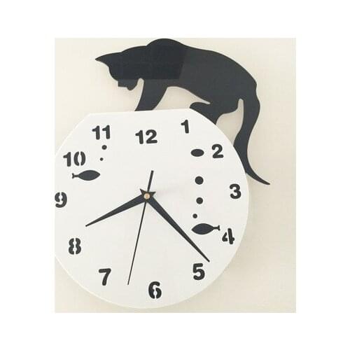 Creative Cute Naughty Cat Wall Clock 4 Style For Household Decorative Home Decor Office Decor Wall Clocks Kawaii Baby Kid Gifts