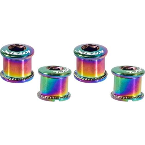 KRSEC 4Pcs Bicycle Chainring Bolts Colorful Chainwheel Screws 4.5mm Single Chainring Wheel Bolt Bike Crankset Bolt Rainbow Screw