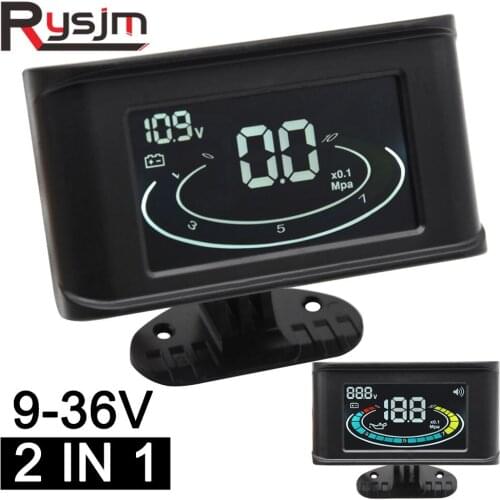 2 In 1 LCD 12v/24v Oil Pressure gauge Voltmeter Volt oil pressure sensor npt 1/8 for Excavator Truck car racing parts oil press