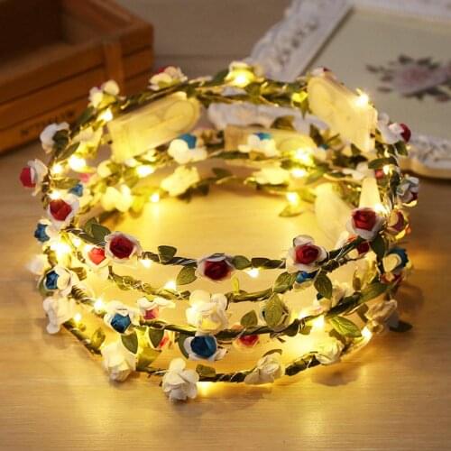 Fashion Women Wedding Party Headpiece LED Light Flower Floral Garland Headband Party & Holiday DIY Decorations