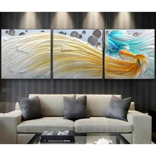 3 pieces of animal 5d diy diamond embroidery needlework cross stitch kit sticker magic diamond painting Fish every year