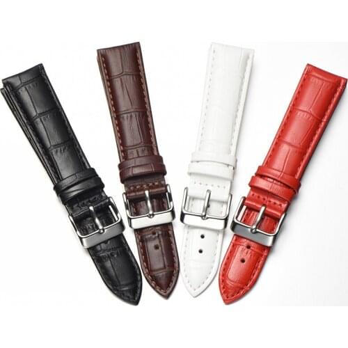 ALK Watchband 18mm Genuine Cow Leather Watch Strap 20mm Watch Band 22mm for Wristwatches Accessories Square Pin Buckle Replace