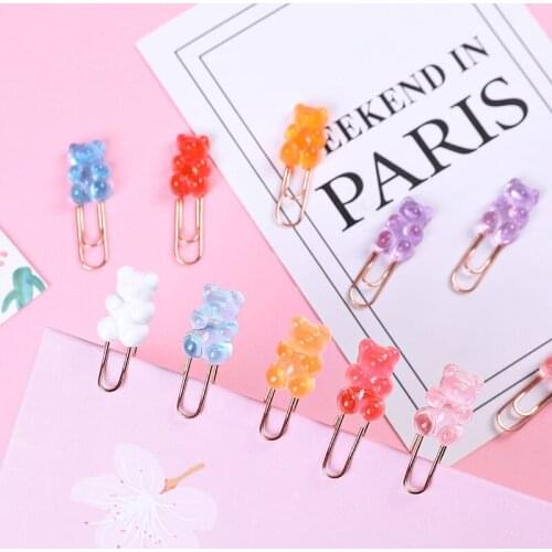 Sharkbang 10pcs/lot Kawaii Rainbow Bear Paper Clip Decorative Bookmark Binder File Clips School Office Stationery Accessories