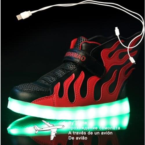 Size 25-37 Lighted Shoes with Backlight USB Charging Luminous LED Shoes for Children Boys Girls Glowing Sneakers for Kids Wing
