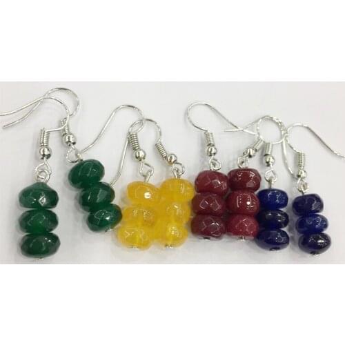 Vintage Classic Natural Stone Earrings Newest Jewelry Simple Fashion Cute 5*8mm Rubies Emeralds Pendant Drop Earrings for Women