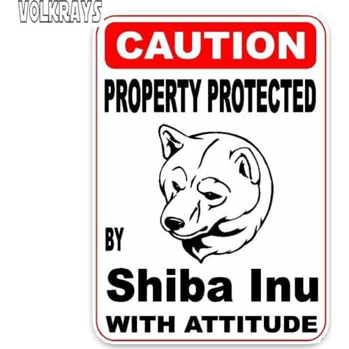 Volkrays Creative Car Sticker Property Protected By Shiba Inu Dog Accessories Reflective Waterproof Vinyl Decal,13cm*9cm