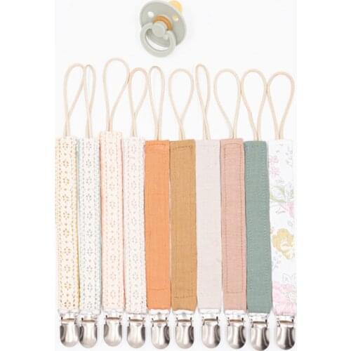 Cotton Linen Pacifier Clips Chain Dummy Clip Pacifier Holder Nipple Soother Chain For Infant Baby Feeding