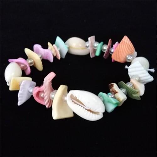 Pearl Shell conch Pink Tassel Star Anklets Summer Beach Jewelry Charms Bracelets For Women Cuff Bangle Female Party Jewelry Gift