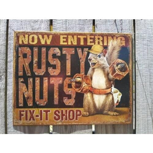 Rust Nuts Tin Sign Sign Wall Poster Wall Decor Home Office Bar Pub Store Garage Coffee Shop Hotel Man Cave Club