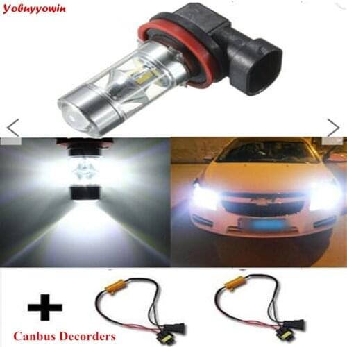 2Pcs Car Cree Chips Led 100W No Error Canbus H11 Fog Lamps Auto Car Led Bulbs+50W Decoders For Mercedes W211 W212 W164 W221
