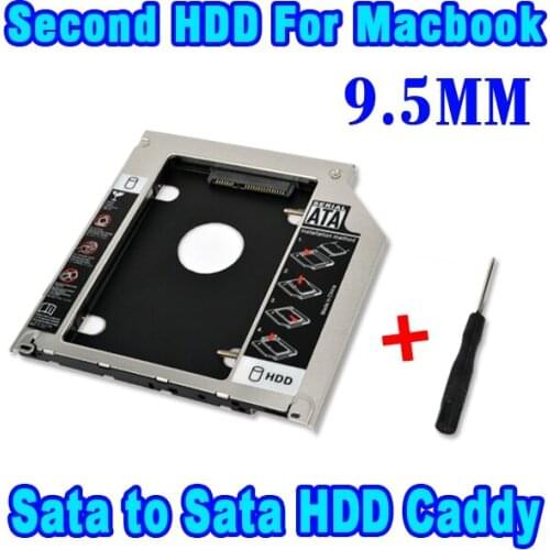 2017 Universal Aluminum 2nd HDD Caddy 9.5mm 2.5" SATA 2.0 3.0 HDD Enclosure SSD Case for Apple MacBook Pro Unibody SuperDrive
