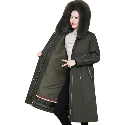 2020 high quality winter parka women rabbit fur Liner removable Fox fur collar coat X-long jacket windproof warm fur coats A3120