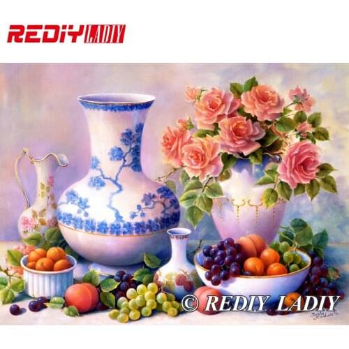 28x41cm 3D Accurate printed crystal beads embroidery kit Flower vase beadwork crafts needlework diy beads cross stitch APT669