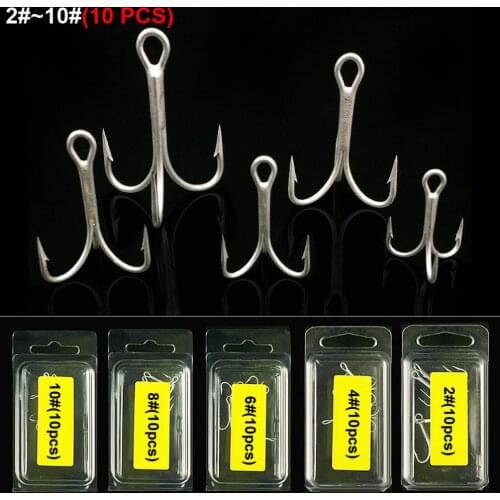 5pcs/lot 2# 4# 6# 8# 10# Super Strong Treble Hooks High Carbon Steel Carp Fishing Hooks