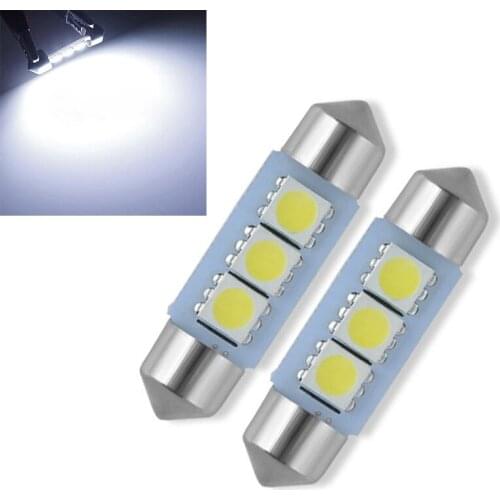 5pcs Universal White 36mm 5050 3SMD LED Festoon Car Interior Dome Light Lamp Super Bright Bulb