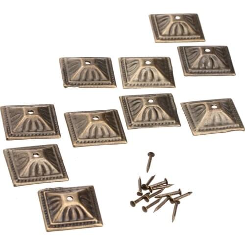 50pcs Square Upholstery Nails 21mmx21mm Vintage Antique Bronze Iron Jewelry Case Box Sofa Door Tack Stud Pushpin Decoration