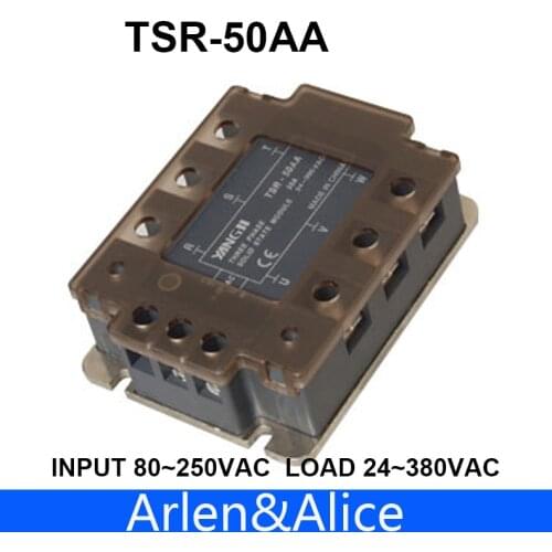 50AA TSR-50AA Three-phase SSR input 80~250VAC load 24-380VAC single phase AC solid state relay