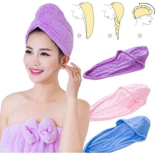 60*25CM Microfibre After Shower Hair Drying Wrap Womens Girls LadyS Towel Quick Dry Hair Hat Cap Turban Head Wrap Bathing Tools