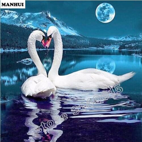 Diy Diamond Painting Cross Stitch Needlework Embroidery New Fashion Style Swan Lake Diamond Mosaic Drawing BFC210