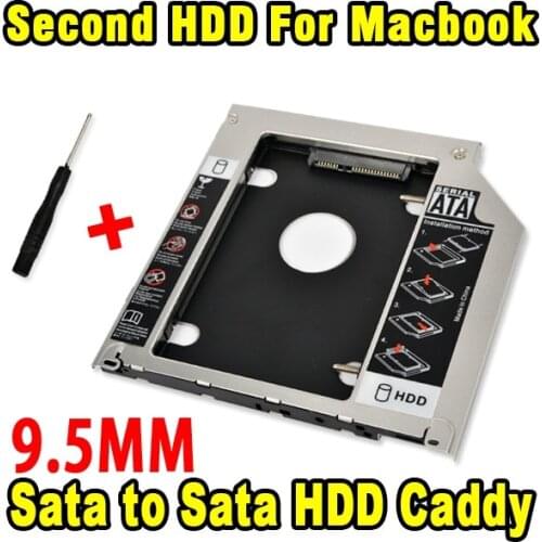 Good quality Aluminum 2nd HDD Caddy 9.5mm 2.5" SATA 2.0 3.0 HDD Enclosure SSD Case for Apple MacBook Pro Unibody SuperDrive