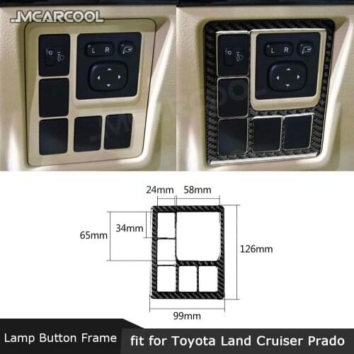 Carbon Fiber Car Headlight Front Lamp Switch Button Trim Frame Cover Sticker For Toyota Land Cruiser Prado 2014-2017 Accessories